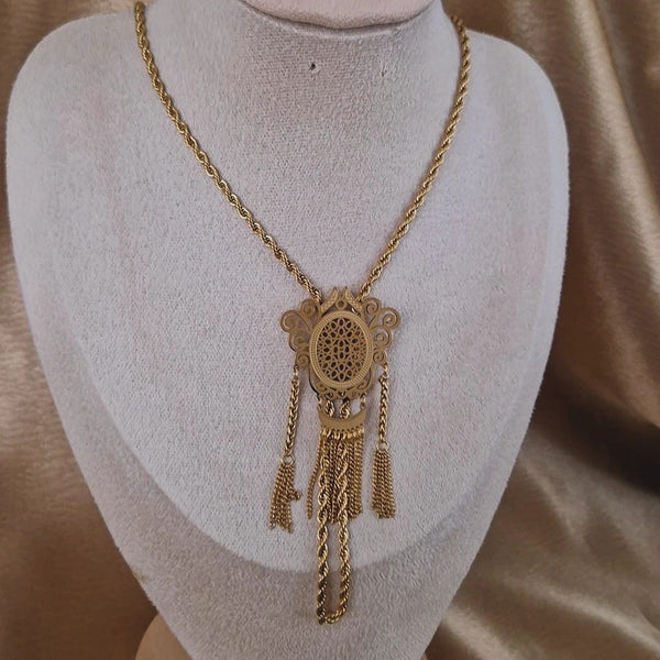 Collier sautoir beldi Boulahiya en acier inoxydable oriental