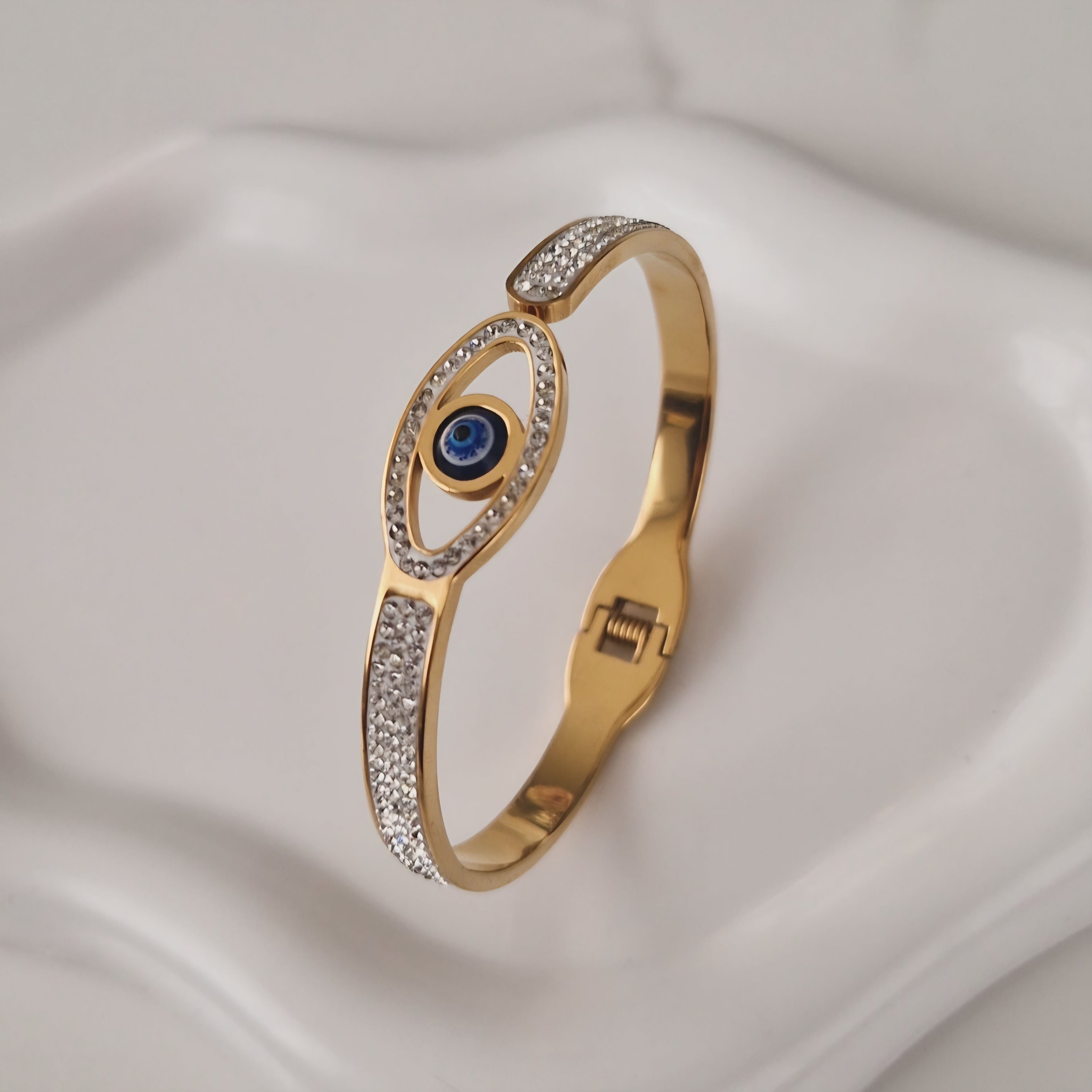 Bracelet jonc en acier inoxydable Oeil et strass