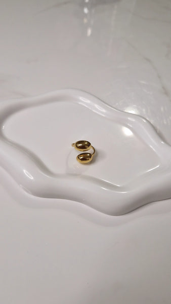 Bague ajustable en acier inoxydable double gouttes dorées