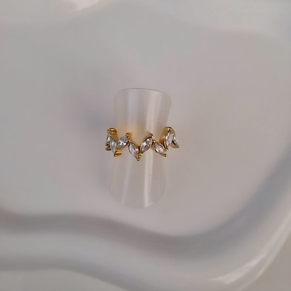 Bague ajustable en acier inoxydable épi de strass