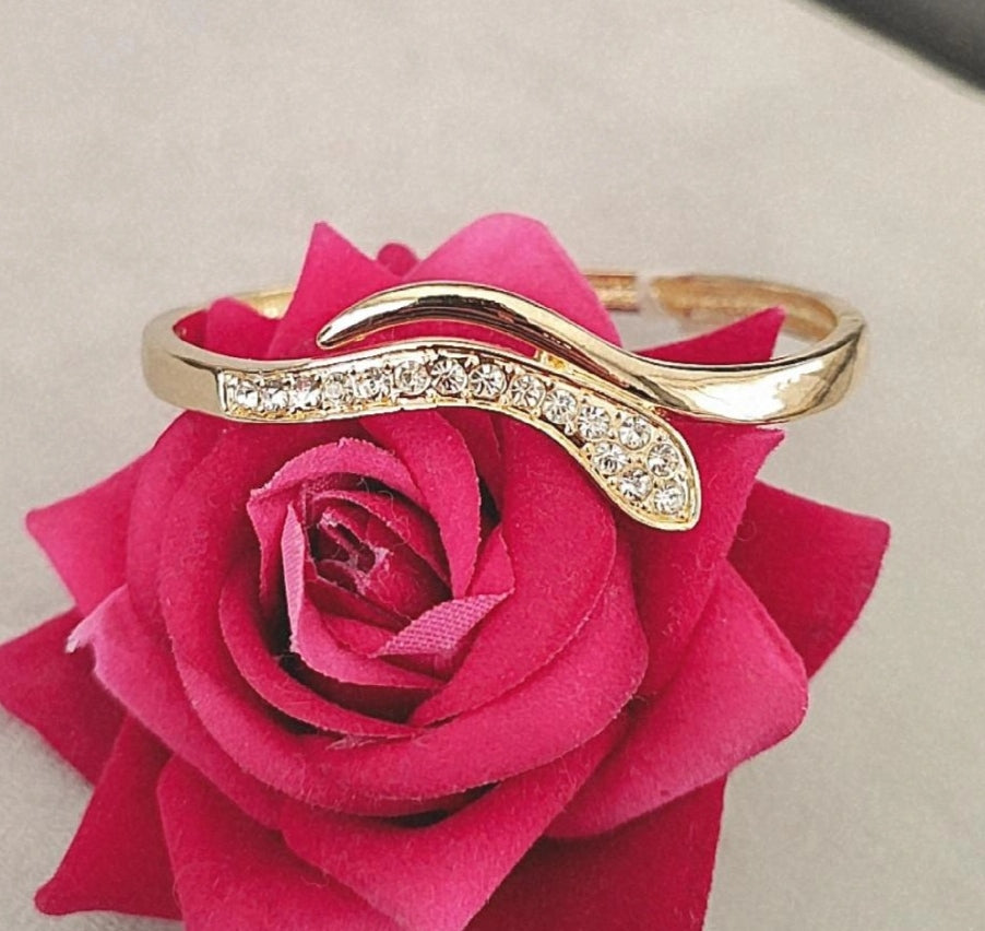 Bracelet jonc en plaqué or et strass