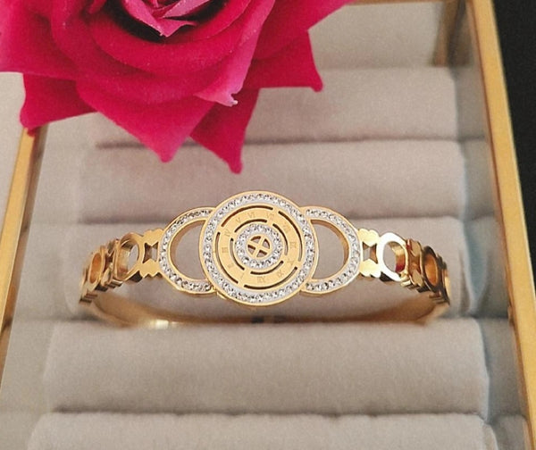 Bracelet jonc en acier inoxydable et strass